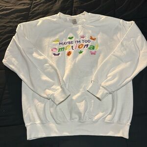 Olivia Rodrigo “Maybe I’m Too Emotional” white crewneck sweatshirt